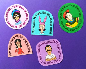 Bob's Burgers Quote Stickers / Glossy Waterproof / Bob / Linda / Tina / Gene / Louise