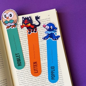 Gen 7 Alola Starters - Bookmarks - Rowlet, Litten, Popplio