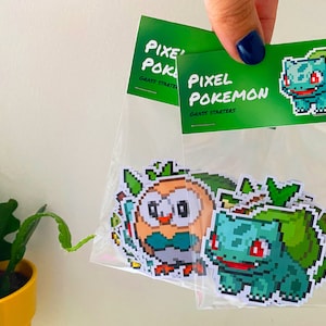 Grass Starters Sticker Pack / Set of 8 / Pixel Art / Glossy Waterproof