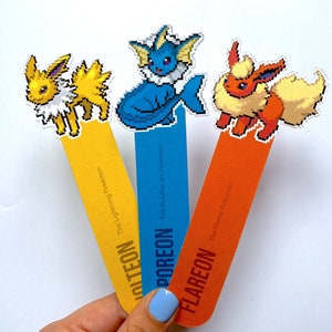 Pixel Eeveelutions Bookmarks Eevee, Jolteon, Flareon, Glaceon, Espeon ...