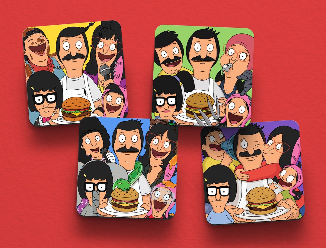 Bob's Burgers Coasters Bob, Linda, Tina, Louise & Gene Etsy