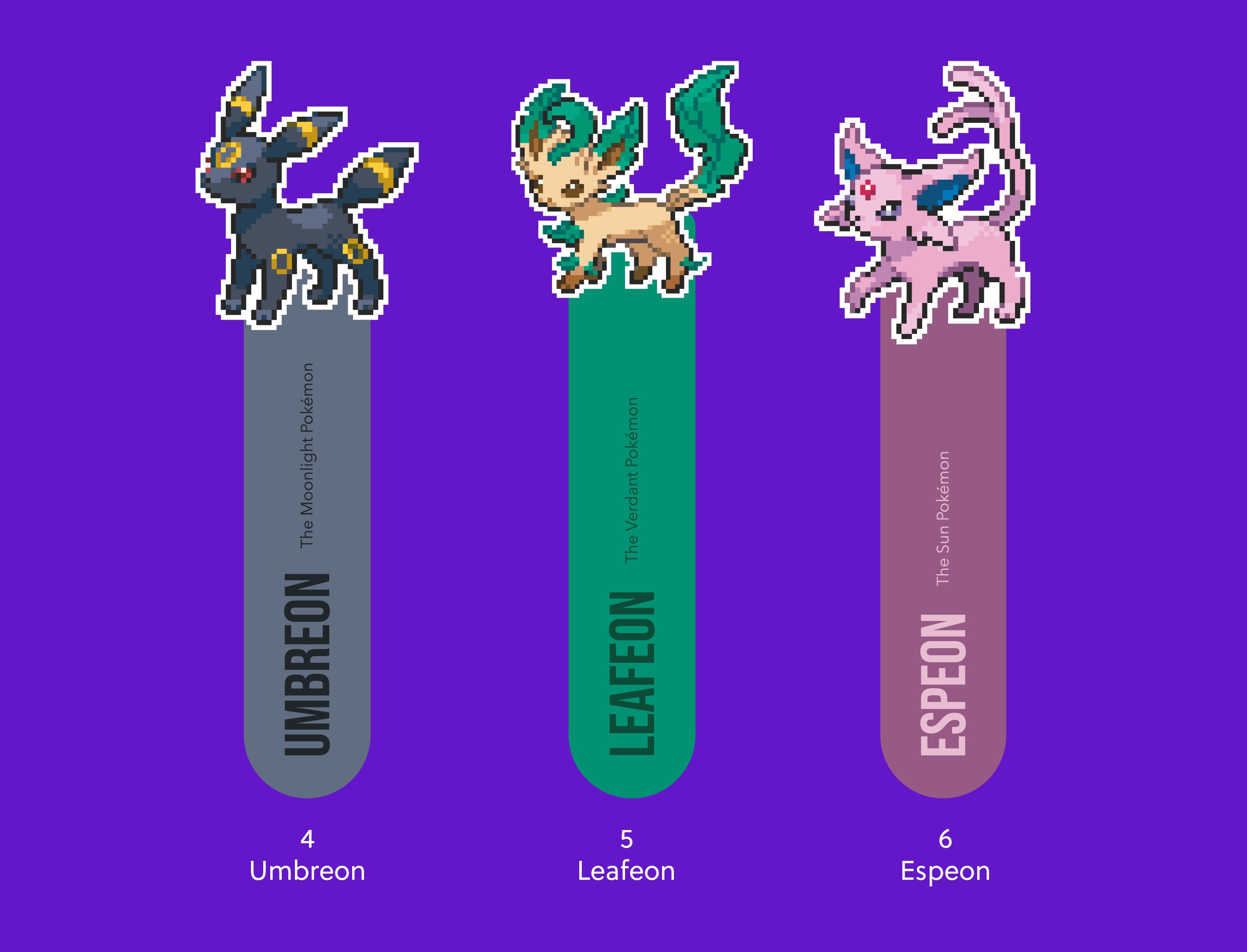 Pixel Eeveelutions Bookmarks Eevee Jolteon Flareon - Etsy UK