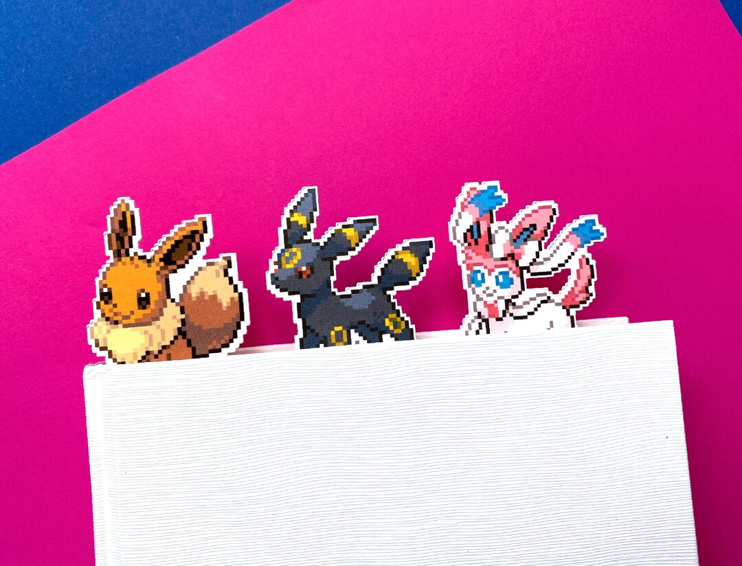 Pixel Eeveelutions Bookmarks Eevee, Jolteon, Flareon, Glaceon, Espeon ...