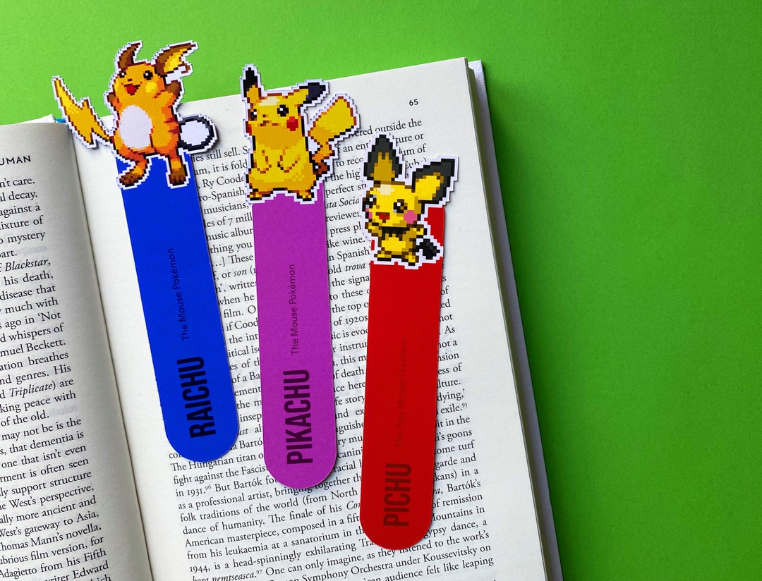 Pichu, Pikachu &amp; Raichu Bookmarks - Pixel - Etsy