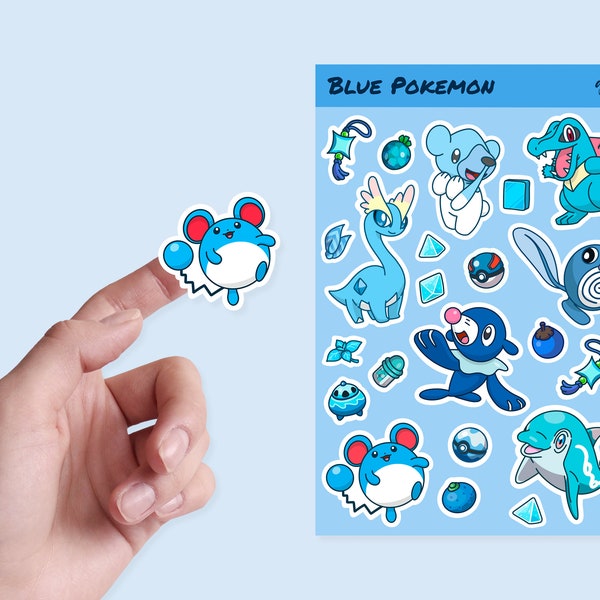 Blue Pokemon Sticker Sheet