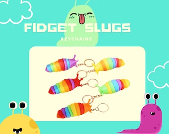 Rainbow Slug Fidget Keychain: Articulating Stress Relief Toy