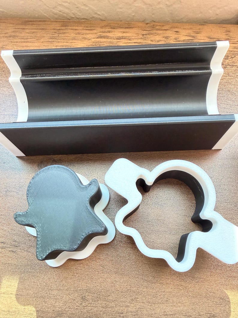 Ghost Cake Pop Cutter & Tray Set | 3D Printed Halloween Baking Tool black and white