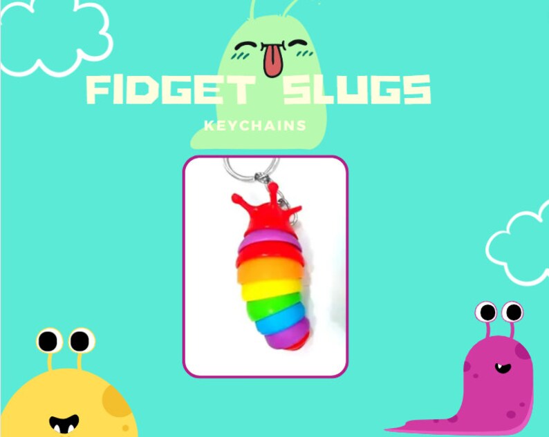 Slug Keychain Module Rainbow Slug Fidget Keychain: Articulating Stress Relief Toy - Etsy