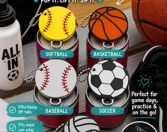 3D Printed Sports Can Tab Openers | Keychain Drink Opener, Game Day Accessory