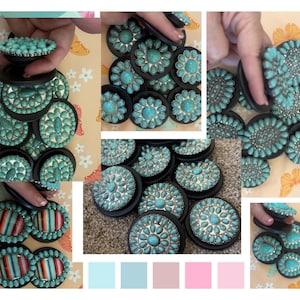 Turquoise concho magnetic phone holder: western rodeo bling