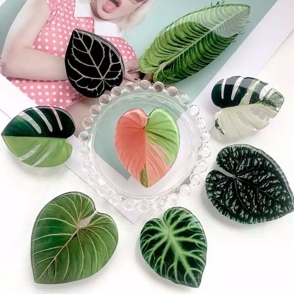 Leaf phone holder, Realistic, Monstera, Acrylic, Plant Lady, Flowers, FREE SHIPPING, RTS