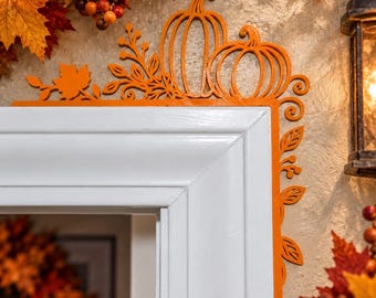 Pumpkin Door Corner Decor, 3D Printed Fall Door Topper, Autumn Pumpkin Decor, Fall Door Frame Decoration, Thanksgiving Decor