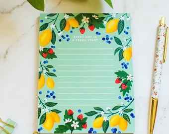 Lemon Notepad | Strawberry | Fruit | Memo pad | Notepad | Stationery | Teacher Gift | Desk Pad | Uplifting | Positive | Gentle Reminder