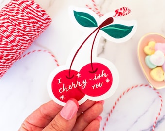 I Cherry-ish You Gift Tags Set of 8 | Die Cut Gift Tags | Valentine's Day | Valentine's Gift Tag | Gift Giving | Hand Illustrated | Cherry