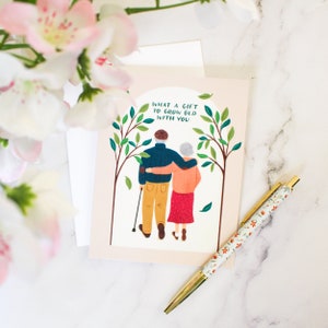 Tarjeta Envejecer Contigo / Tarjeta del Día de San Valentín / Tarjeta de Amor / Ilustración / Edificante / Tarjeta de Felicitación / Aniversario / Linda Tarjeta de San Valentín