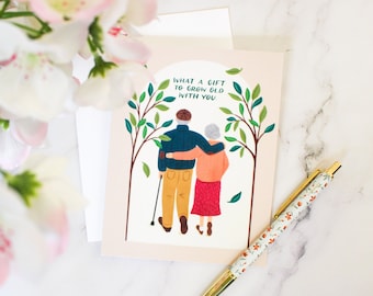 Grow Old With You Card | Valentine's Day Card | Love Card | Illustration | Uplifting | Greeting Card | Anniversary | Cute Valentine's Card