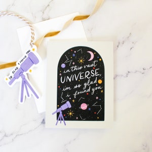 Tarjeta del vasto universo / Tarjeta del día de San Valentín / Tarjeta de amor / Ilustración / Inspiradora / Tarjeta de felicitación / Aniversario / Amistad y aliento