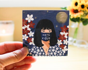 Hate is a Virus - Vinyl Sticker | Laptop Sticker | Wasserflasche Aufkleber | Stop Asiatischer Hass | Stop AAPI Hate