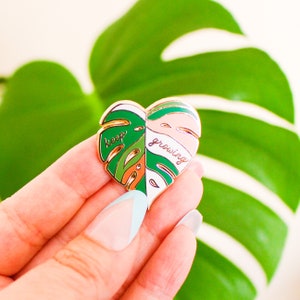 Keep Growing Enamel Pin | Monstera Enamel Pin | Pins & Accessories for Plant Lover | Gift for Her | Plant Pin | Plant Lady Gift | Self-Care
