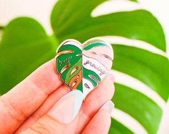 Pin de esmalte Keep Growing / Pin de esmalte Monstera / Pines y accesorios para amantes de las plantas / Regalo para ella / Pin de planta / Regalo para dama de plantas / Cuidado personal