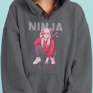 NINJA Kunoichi Unisex Hoodie /manga girl Hoodie / manga hoodie / anime girl hoodie / Japanese hoodie / vaporwave hoodie/ Harajuku Clothing