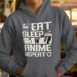 Eat Sleep Anime Repeat Unisex Hoodie | Otaku Sweatshirt | Japanese Animation Lover Gift | Anime Fan Apparel | Kawaii Hoodie
