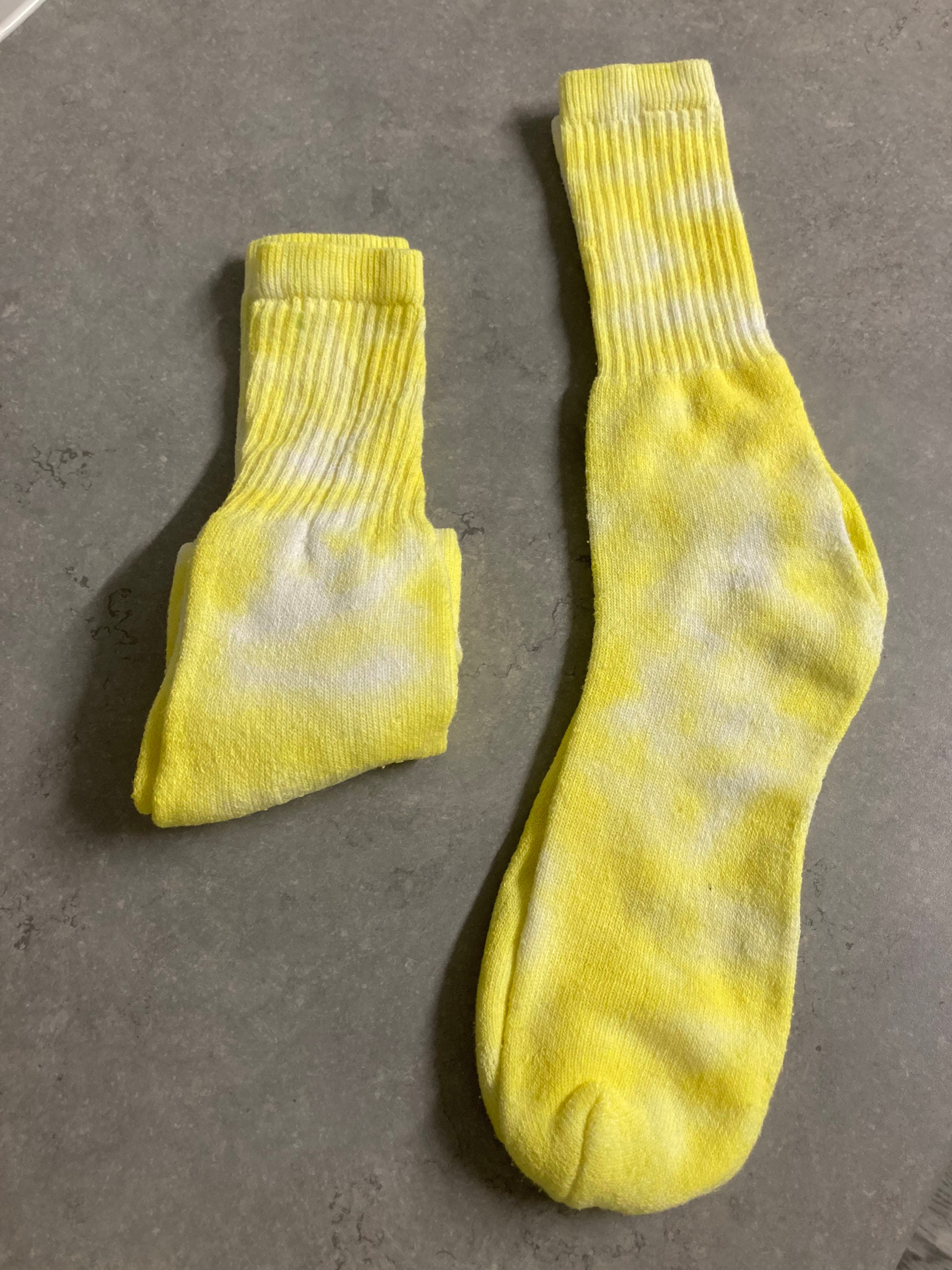 Funky yellow Tie Dye sports sock 6-11 UK Adult | Etsy