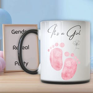 It&#39;s a Girl Gender Reveal Mug | Heat Reveal Magic Mug | Color Changing Coffee Cup | Baby Shower Party Favor Pregnancy Announcement