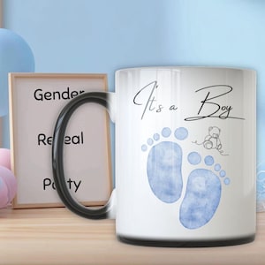 It&#39;s a Boy Gender Reveal Mug | Heat Reveal Magic Mug | Color Changing Coffee Cup | Baby Shower Party Favor Pregnancy Announcement | baby boy