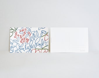 Assorted postcard bundle (3pcs) | 4 x 6” Illustration postcard | Physalis | Foliage | Lily | Greeting Card | Floral postcard set