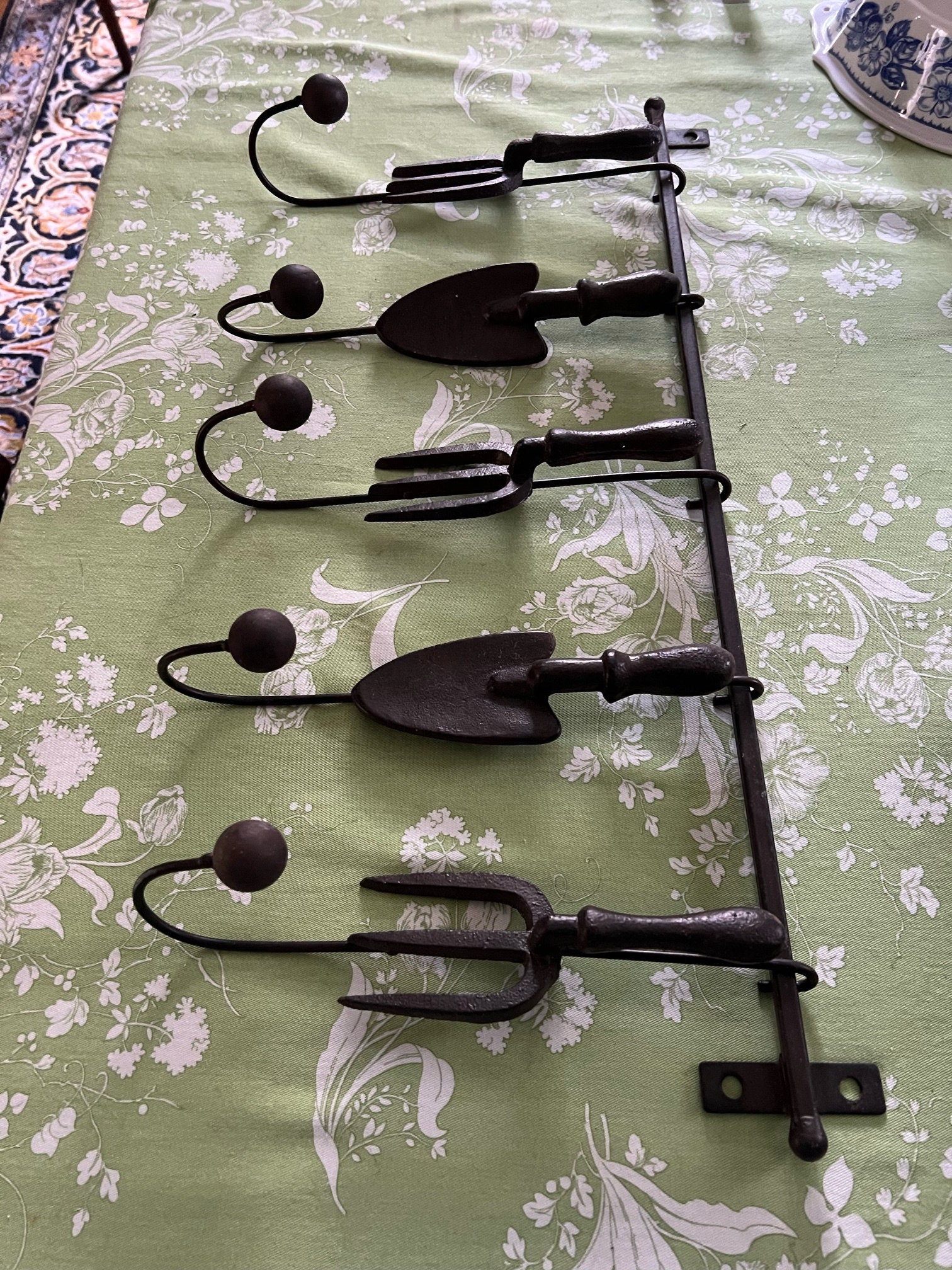 Rustic Garden Tools POTTERY BARN Rustic Garden Tool Cast Iron Coat Rack Wall Hanger Home ...