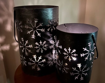 Metal Snowflake Luminary ~ Snowflake Candle Cover ~ Winter Centerpiece Lantern ~ Winter Mantle/Sofa table/Porch Decorations ~ Winter Decor