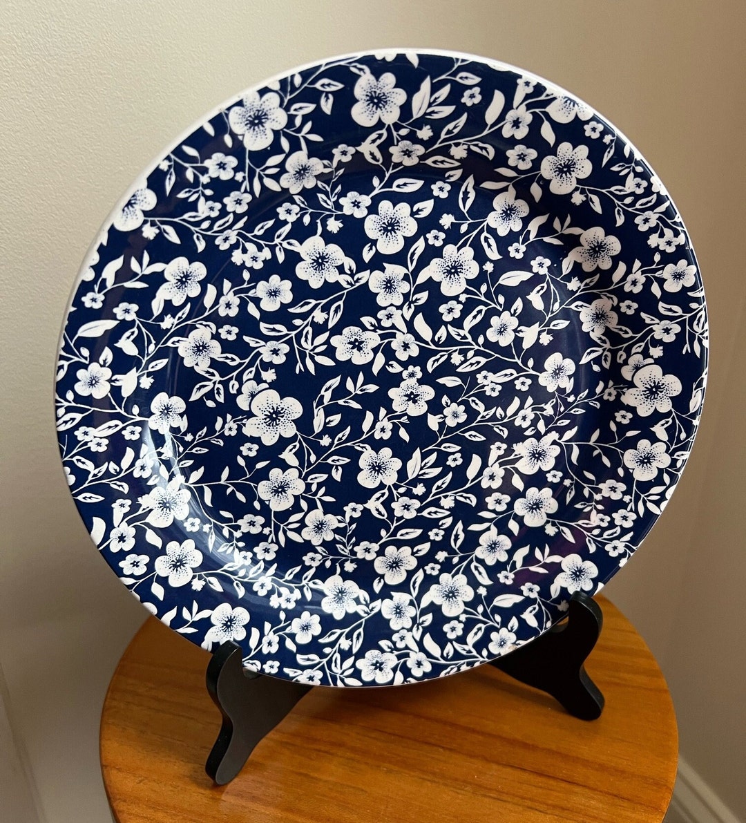 Blue and White Calico Pattern Pottery Plate Sandwich/dessert/luncheon