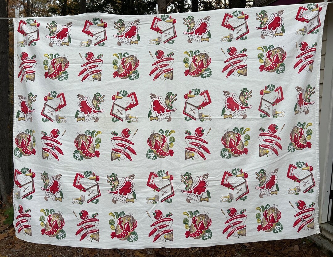 1950s Barbeque Theme Tablecloth Fire up the Grill With Retro Tablecloth ...