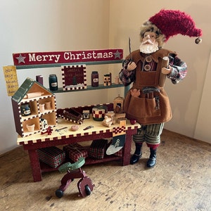Santa&#39;s Toy Workshop Collectible ~Christmas Gift~Old World Father Christmas ~Handcrafted Santa ~Vintage Inspired Santa Claus ~Toy Shop Santa