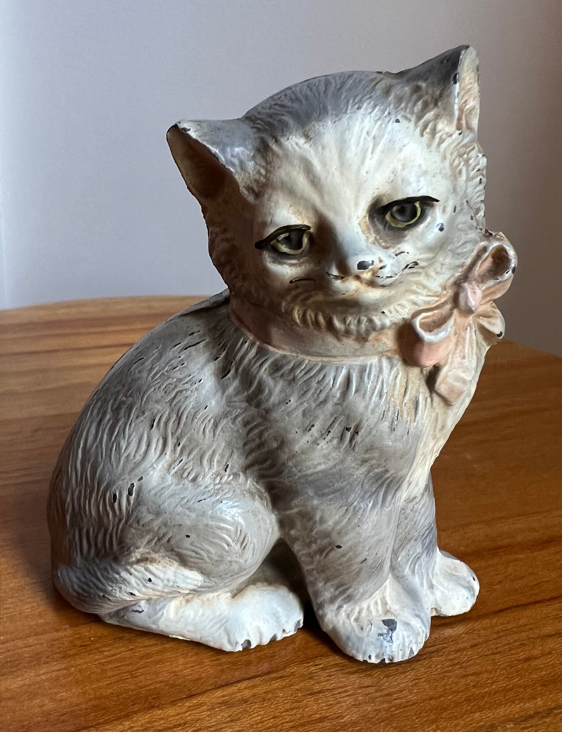 Very Rare Unsigned Austrian Bronze Cat Cold Painted With Green Eyes ...