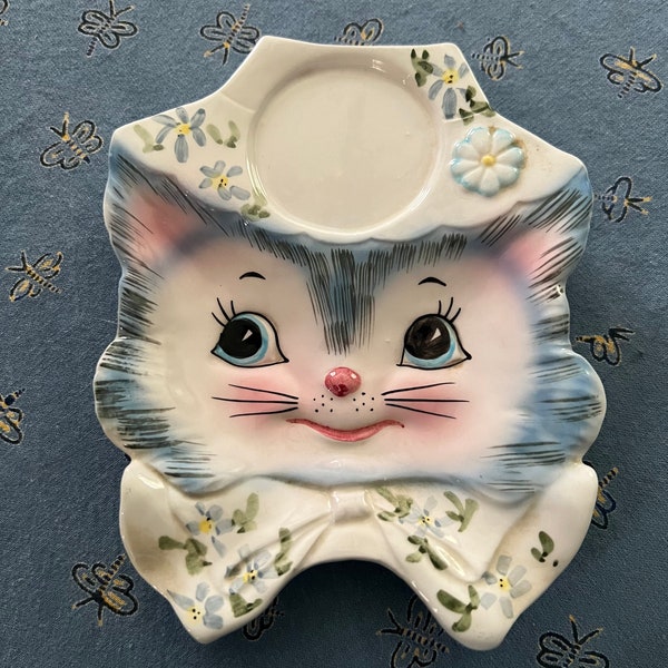 1950s MISS PRISS Cat Hand Painted Whimsical Serving Dish Spoon Rest ~ Collectible Cat Dish~Part of Miss Priss Cat Collection ~Highly Desired