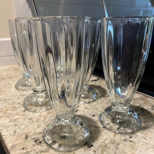 Glasses Set of Six Retro Ice Cream Sundae Glasses Milkshake Float Parfait Soda Fountain