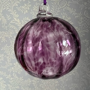 Hand Blown Purple Glass Bauble ~Glass Ornament ~ Mother&#39;s Day Gift ~Holiday Ornament ~Purple Glass Sun Catcher ~Gift for Her ~Valentine Gift