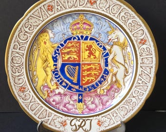 RARE 1937 Paragon China Gedenkteller: König George VI & Königin Elizabeth zu ihrer Krönung ~ Made in England ~ Mint Zustand