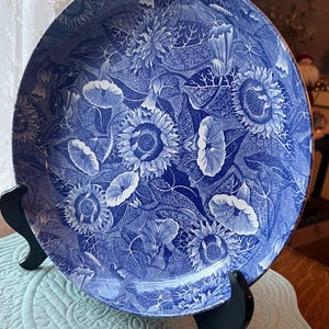 Prato de servir queijo ou bolo SPODE Blue Room Sunflower Platter, 11-1/2 polegadas ~ Fabricado na Inglaterra, reprodução antiga da década de 1990, excelente estado