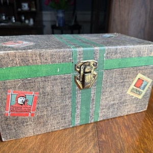 Rare 1930s Doll Wardrobe Trunk/Removable Tray ~Vintage Doll Travel Trunk ~ Collectible Doll Trunk Leather Straps ~Treasured 1930s Doll Trunk