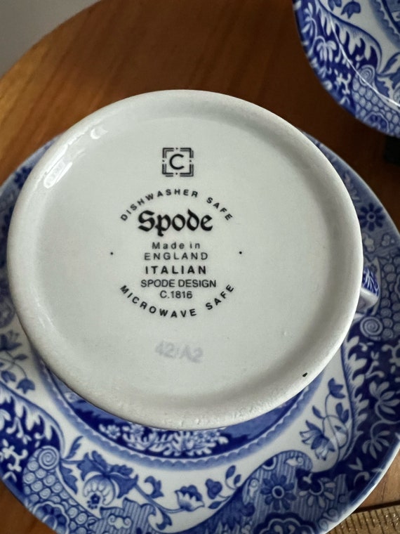Vintage SPODE Blaues italienisches Muster Kaffeetasse Made in