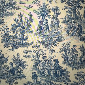 WAVERLY Blue and White Toile Decorating Fabric ~ Handsome Country Life Toile Design ~ Trational Country Toile ~ Perfect for Home Decorating