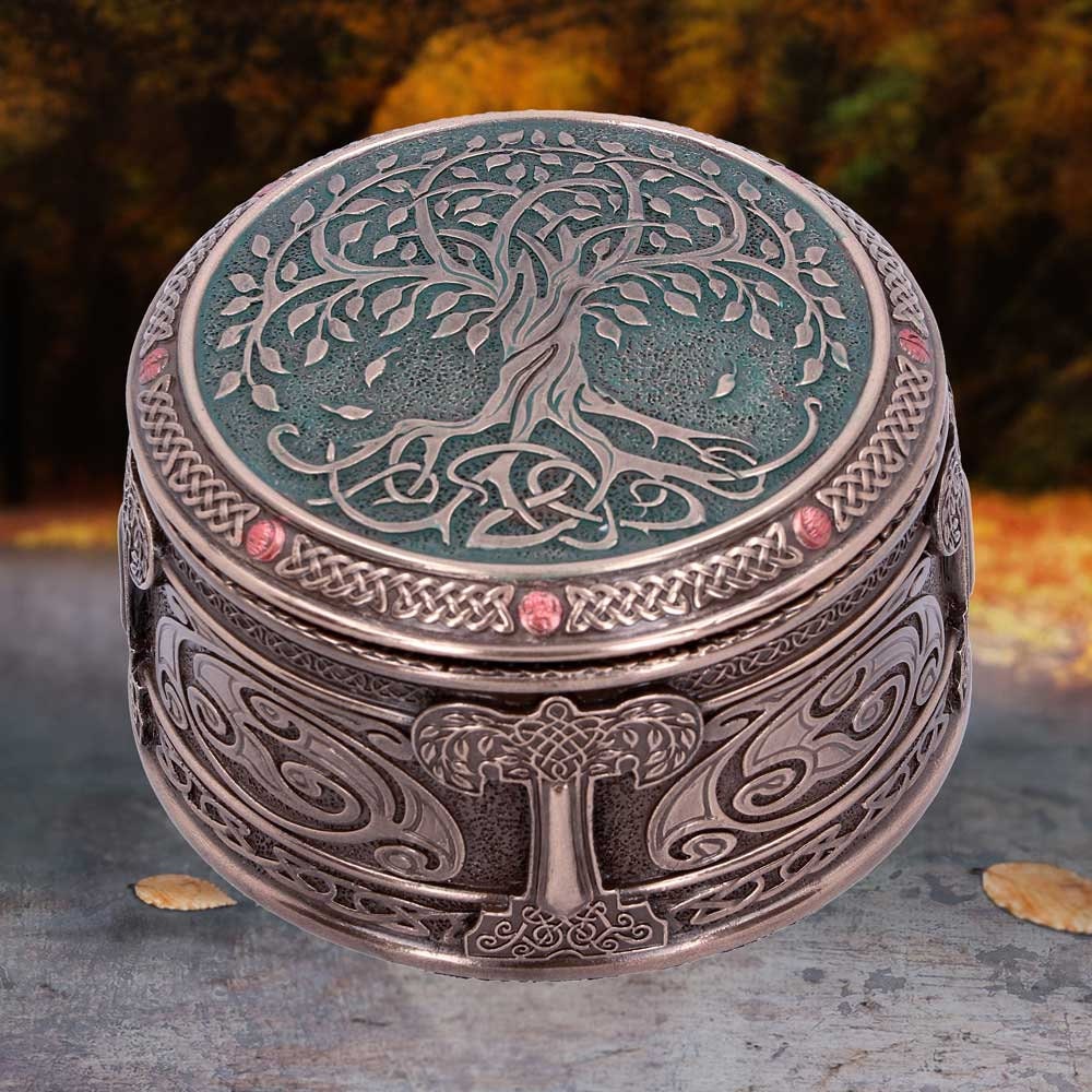 Handmade Engraved All Over Wooden Jewellery / Organizer Box Tree of Life  Jewellery Box Yoga Symbol Boho Design Jewellery Yggdrasil 