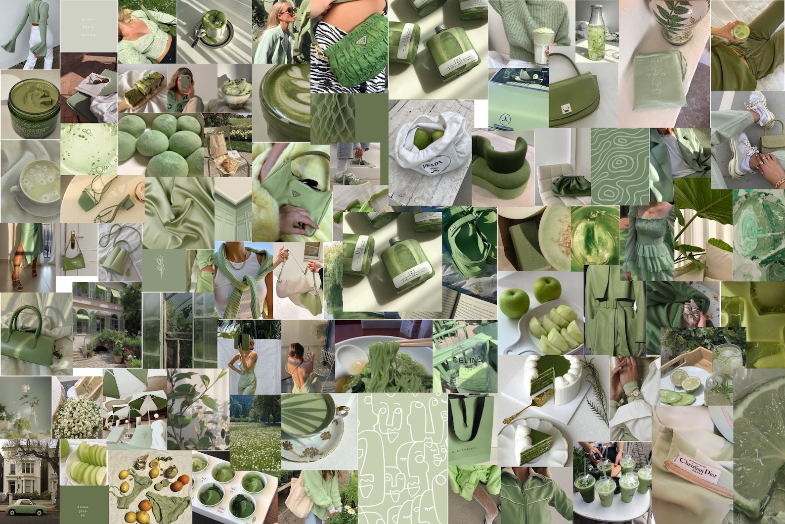 87 Picture Matcha Sage Green Aesthetic Wall Collage Kit Etsy