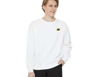 Sweat-shirt unisexe teint en pièce Basquiat Crown