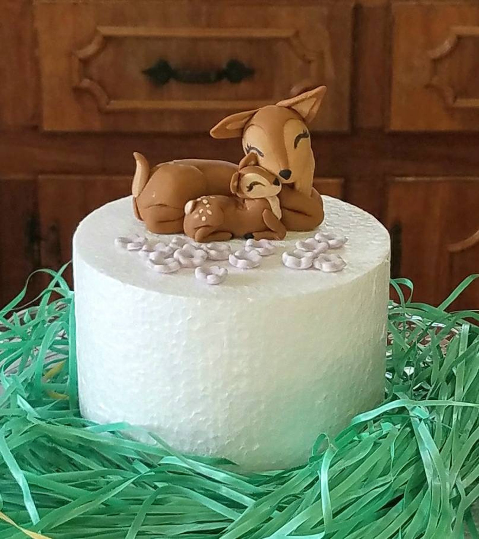 Mother with Baby Deer Cake Topper Fondant Decoration Doe & | Etsy
