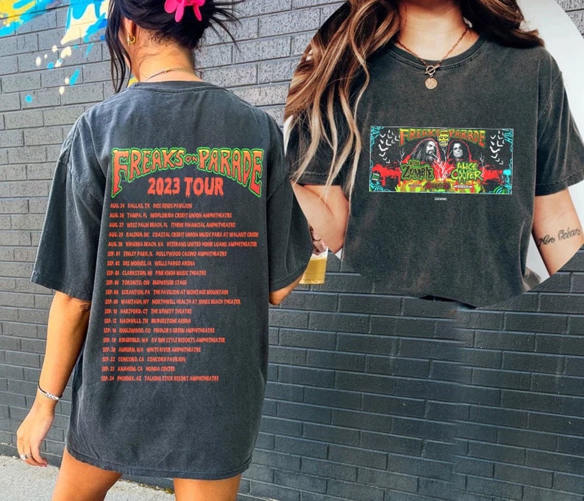 Rob Zombie & Alice Cooper Freaks On Parade Tour 2023 Shirt, Freaks On