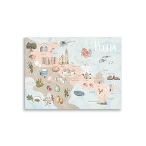 Travel Print, Illustrated Puglia Map, Travel Wall Art, Vacation Memory Poster, Wanderlust Decor, Italy Gift, Printable Art